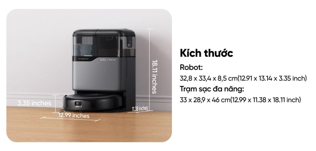 Robot hút bụi lau nhà eufy Omni C20 kích thước