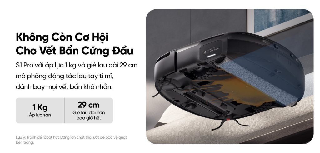 Robot hút bụi lau nhà eufy Omni S1 Pro làm sạch vết bẩn