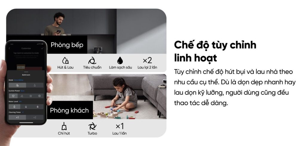 Robot hút bụi lau nhà eufy Omni S1 Pro chế độ linh hoạt