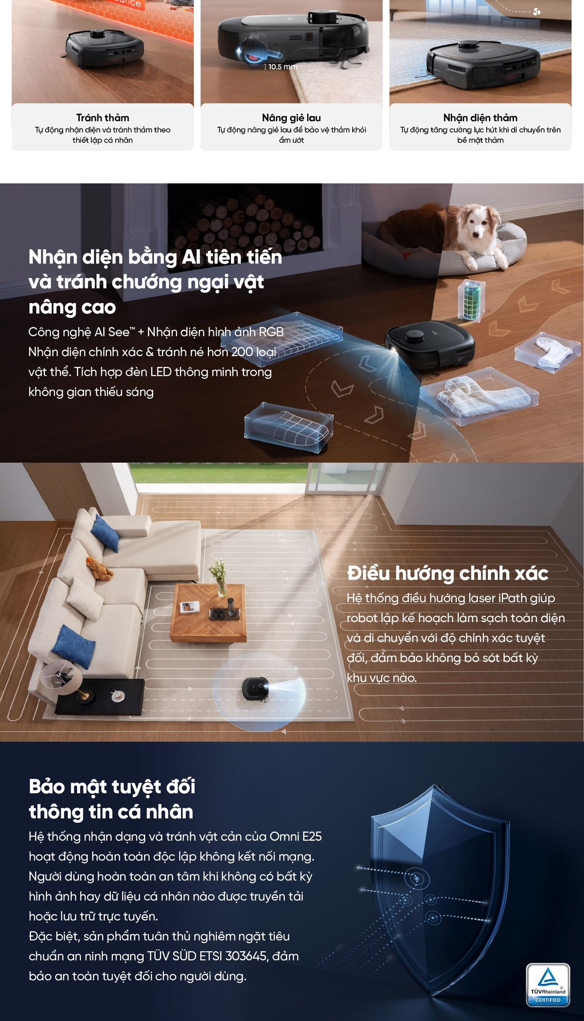 Robot hút bụi lau sàn eufy Omni E25 tính năng tiện lợi