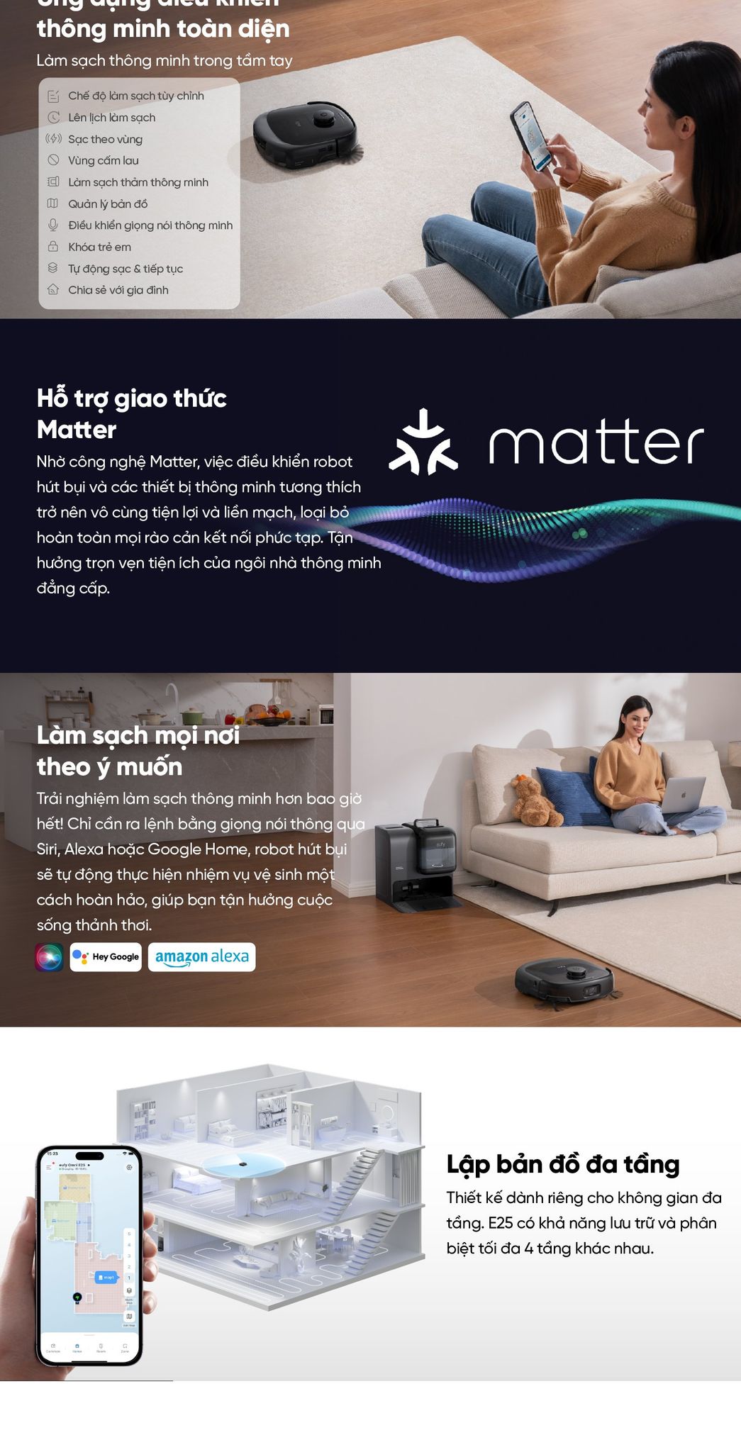 Robot hút bụi lau sàn eufy Omni E25 tính năng thông minh