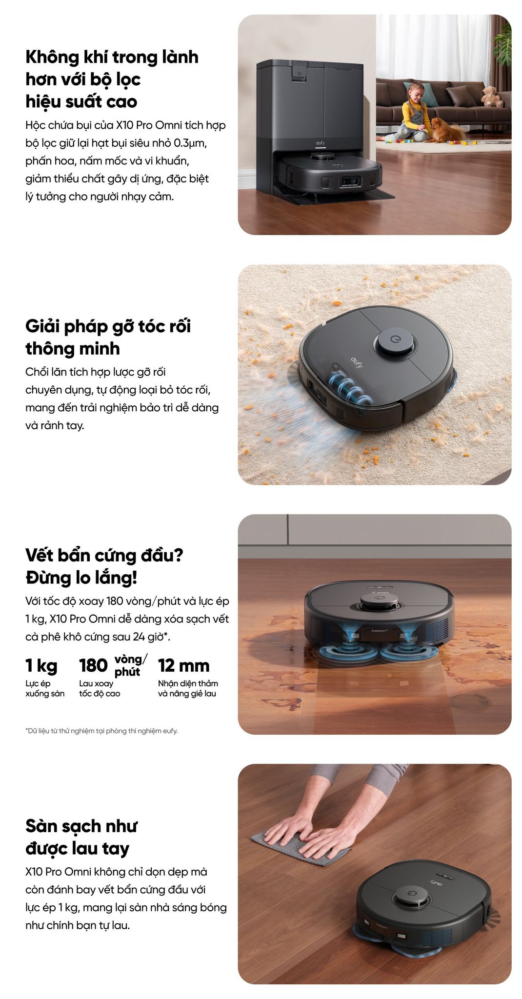 Robot hút bụi lau sàn eufy Omni X10 Pro hiệu quả làm sạch