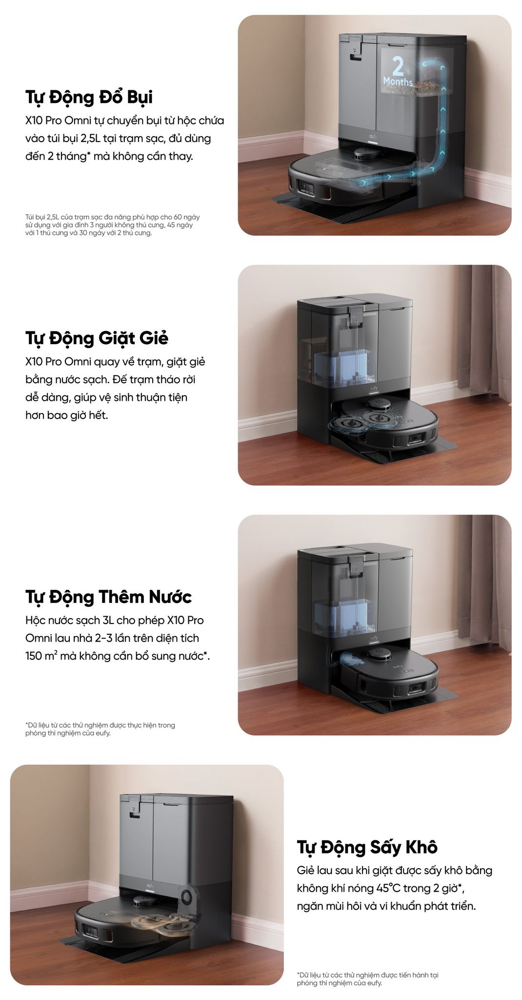 Robot hút bụi lau sàn eufy Omni X10 Pro tự động hóa