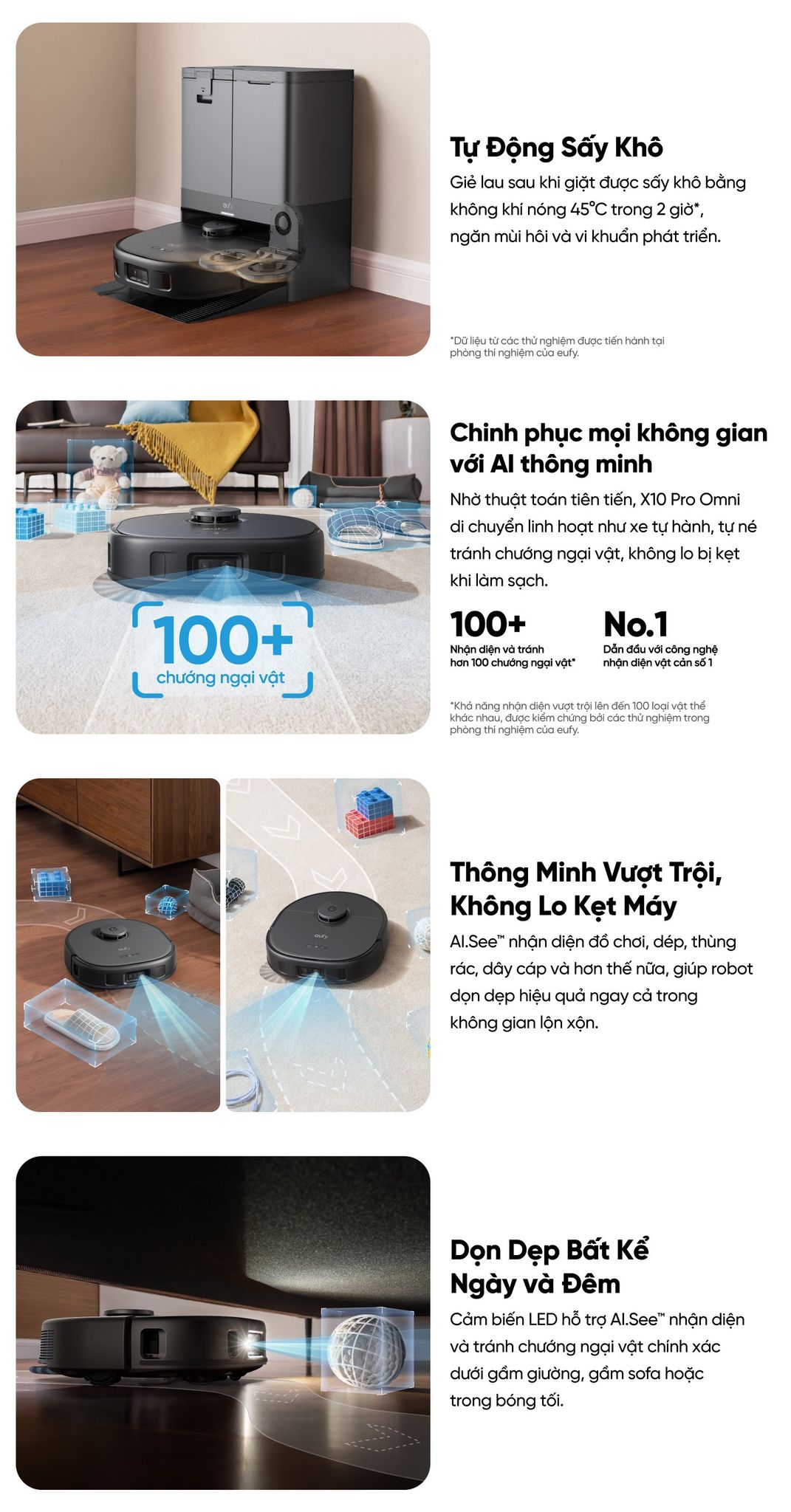 Robot hút bụi lau sàn eufy Omni X10 Pro tính năng thông minh
