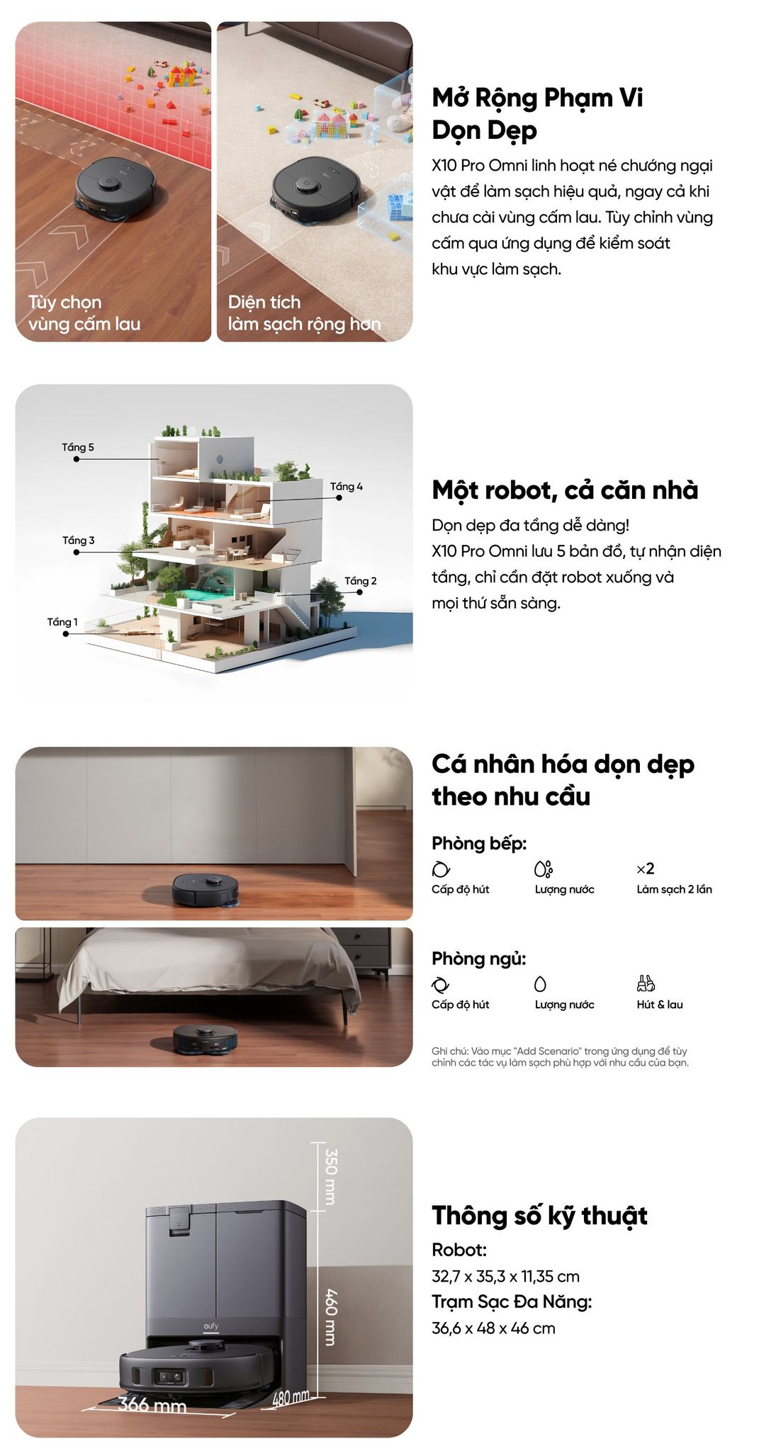 Robot hút bụi lau nhà eufy Omni X10 Pro tính năng thông minh