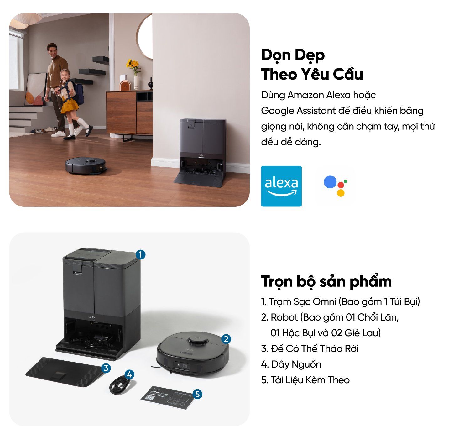 Robot hút bụi lau nhà eufy Omni X10 Pro trọn bộ sản phẩm